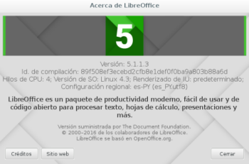 LibreOffice 5.1.1 en Debian Jessie de 64 bits