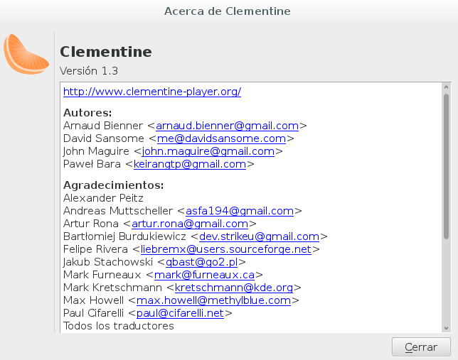 Clementine 1.3.0 en Debian Jessie