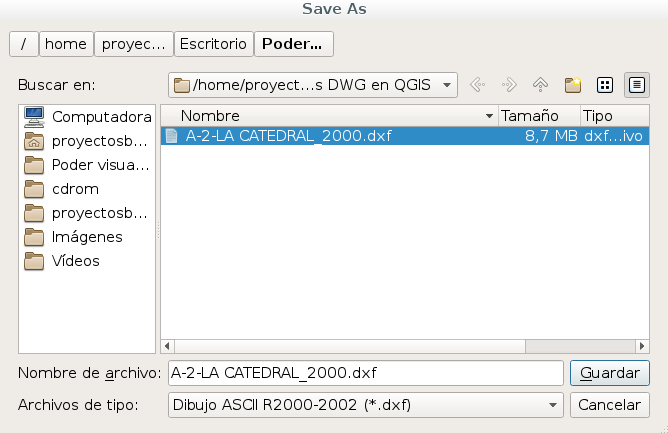 Guardar DWG a DXF versión 2000