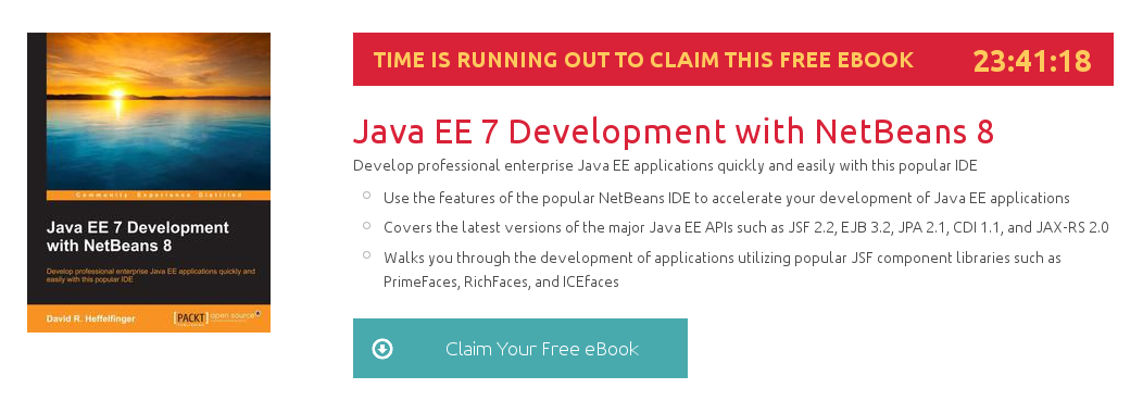 Java EE 7 Development with NetBeans 8, ebook gratuito disponible durante las próximas 23 horas