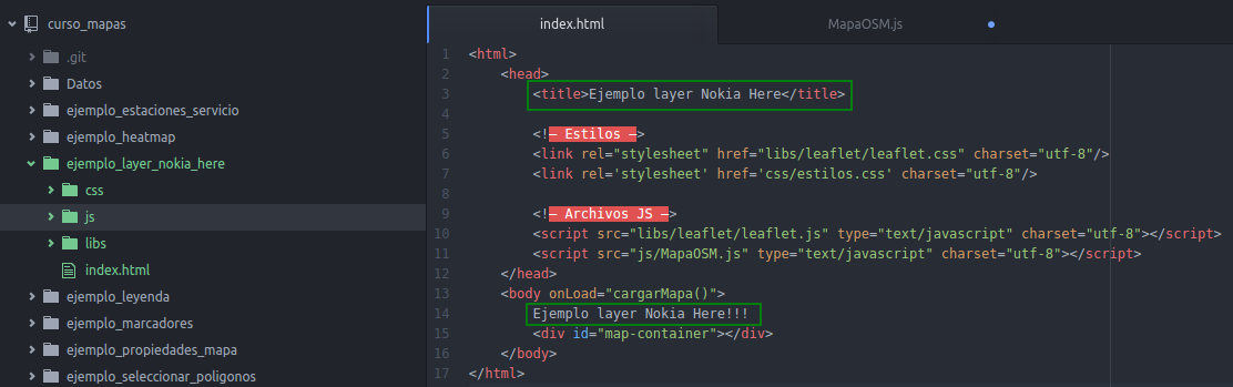 Modificaciones en el index.html