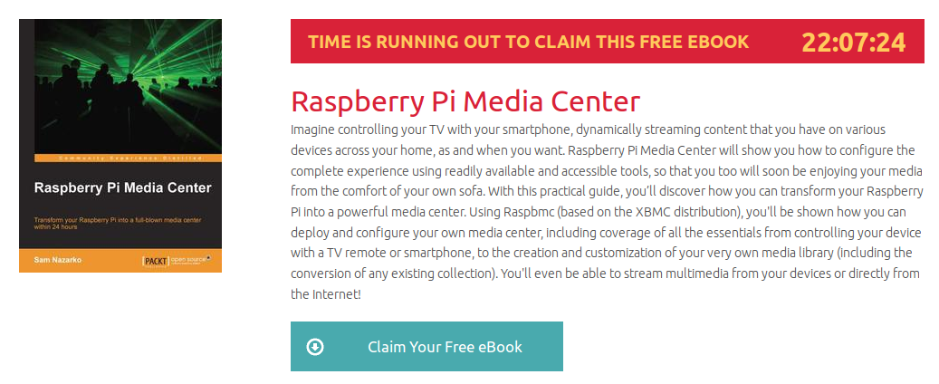 Raspberry Pi Media Center, ebook gratuito disponible durante las próximas 22 horas