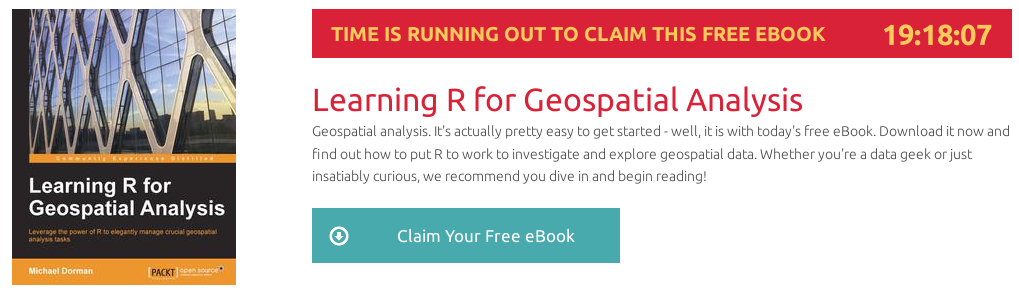 Learning R for Geospatial Analysis, ebook gratuito disponible durante las próximas 19 horas