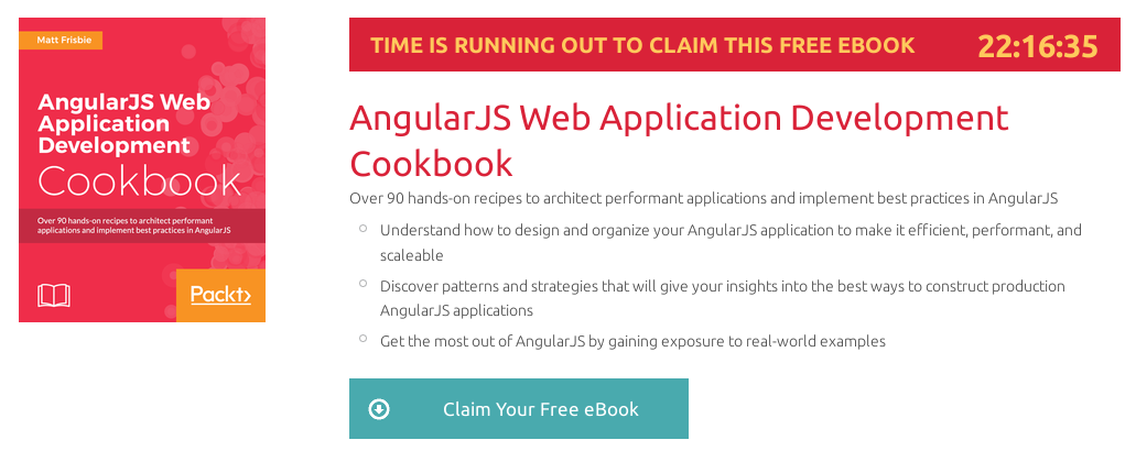 AngularJS Web Application Development Cookbook, ebook gratuito disponible durante las próximas 22 horas