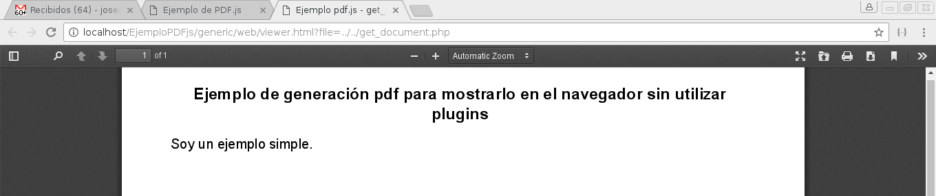 Ejemplo de visualizar un PDF sin utilizar plugins