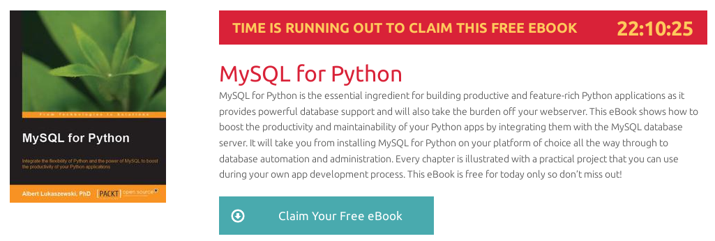 MySQL for Python, ebook gratuito disponible durante las próximas 22 horas