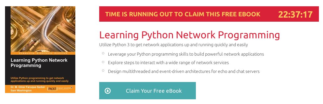 Learning Python Network Programming, ebook gratuito disponible durante las próximas 22 horas