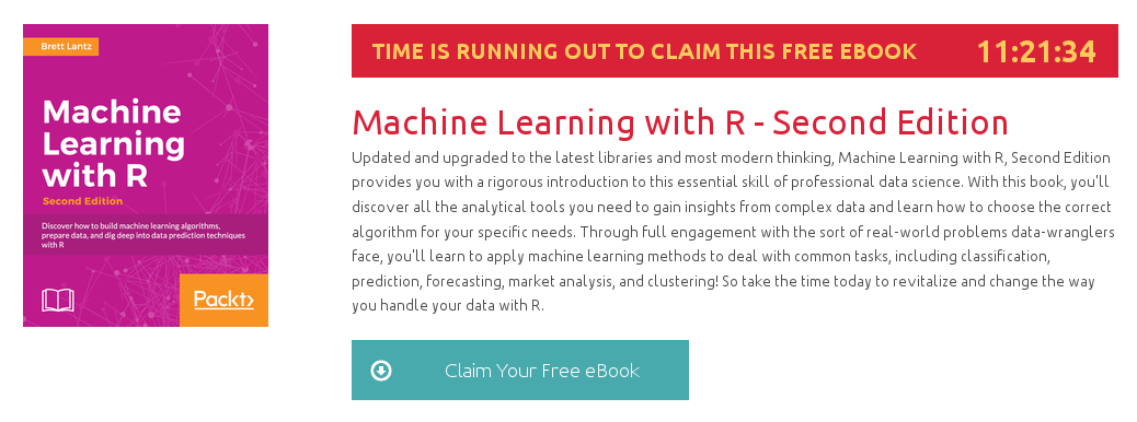 Machine Learning with R - Second Edition, ebook gratuito disponible durante las próximas 11 horas