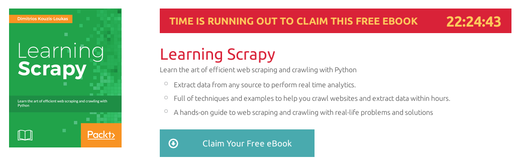 Learning Scrapy, ebook gratuito disponible durante las próximas 22 horas