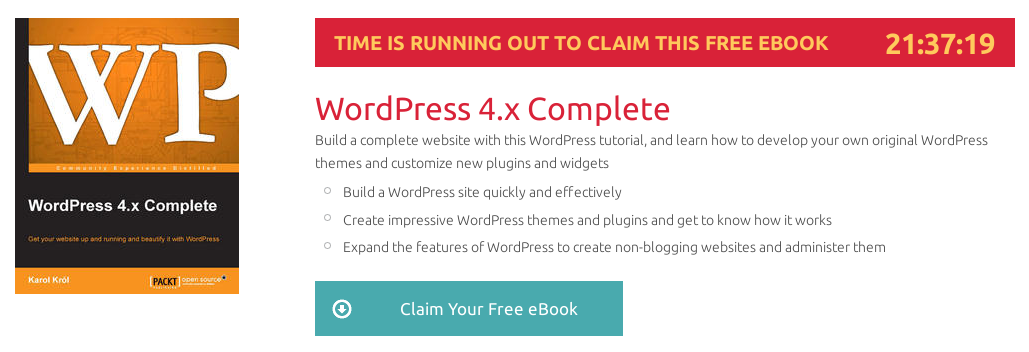 WordPress 4.x Complete, ebook gratuito disponible durante las próximas 20 horas
