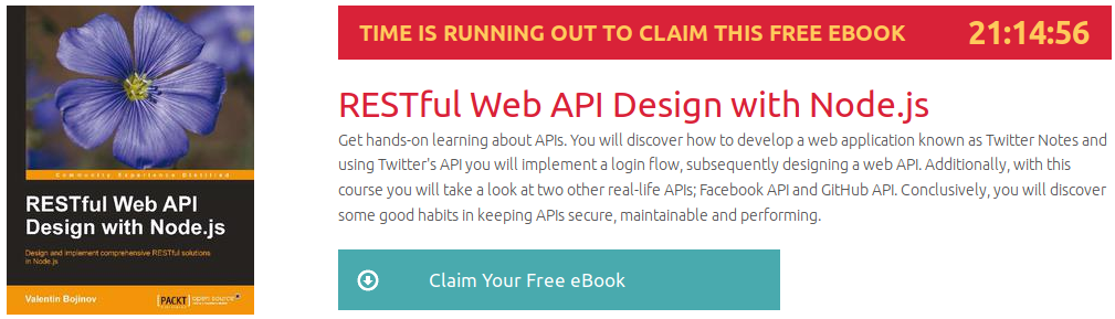 RESTful Web API Design with Node.js, ebook gratuito disponible durante las próximas 21 horas