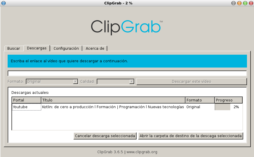 Clipgrab en Debian Stretch de 64 bits