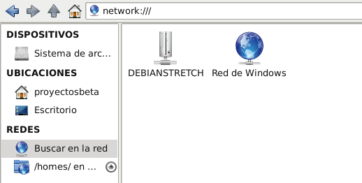 Network en Debian Stretch con Thunar