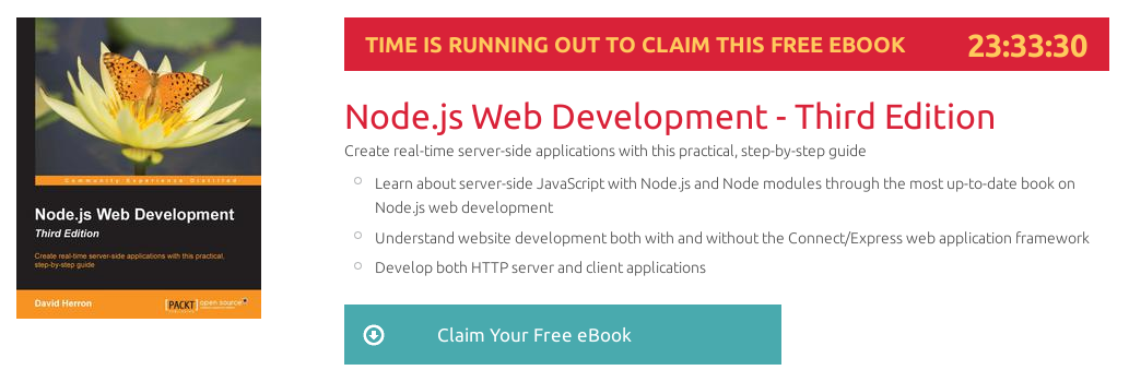 Node.js Web Development - Third Edition, ebook gratuito disponible durante las próximas 23 horas