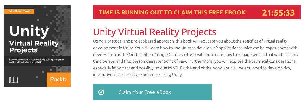 Unity Virtual Reality Projects, ebook gratuito disponible durante las próximas 21 horas