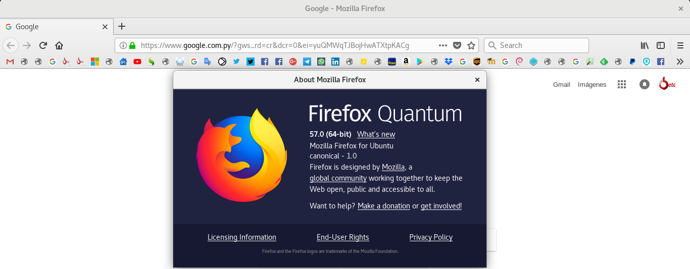 Mozilla Firefox 57 Quantum en Ubuntu 17.10 Artful Aardvark