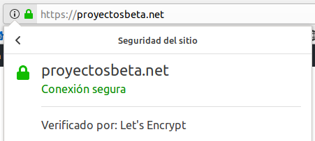Proyectos Beta utiliza Lets Encrypt