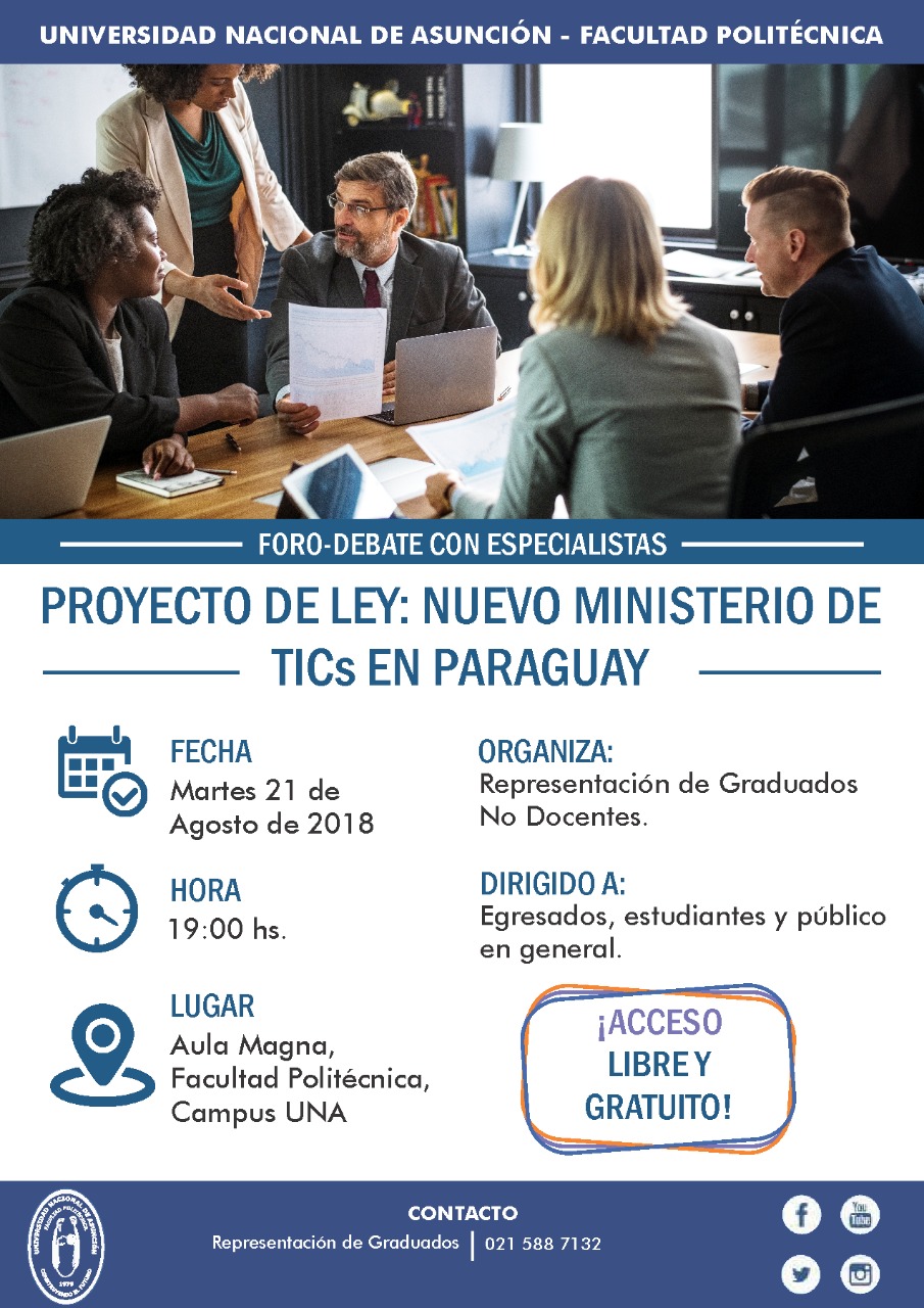 Debate sobre proyecto de ley - nuevo Ministerio de TICs en Paraguay - martes 21 de agosto
