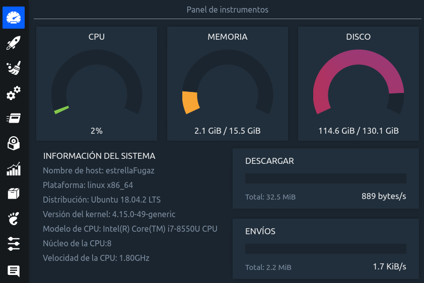Stacer en Ubuntu 18.04 LTS