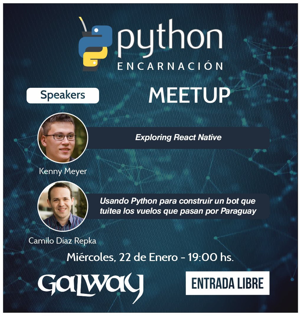 PythonPy - 1er Meetup en Encarnación! miércoles 22 de enero de 2020