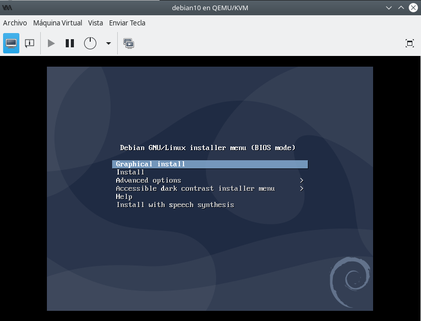 Instalando Debian Buster en virt-manager