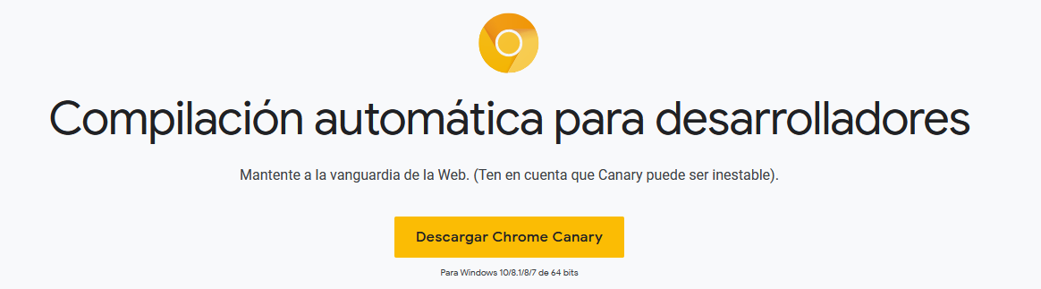 Descargar Google Chrome Canary para Windows 10