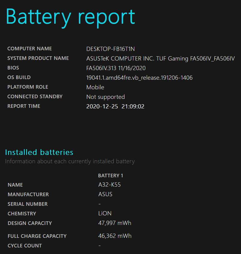 Bateria reporte Windows 10