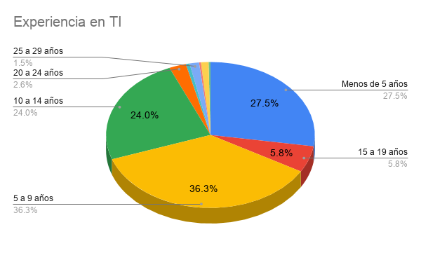 Encuesta Developers Paraguay 2021 - Experiencia en TI