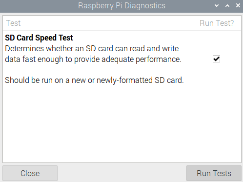 Prueba rendimiento almacenamiento utilizando Raspberry Pi diagnostics